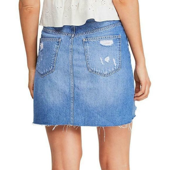 Free People Hallie Destroyed Denim Skirt Sz 28 - Picture 2 of 7